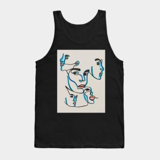 Line faces green and blue Tank Top